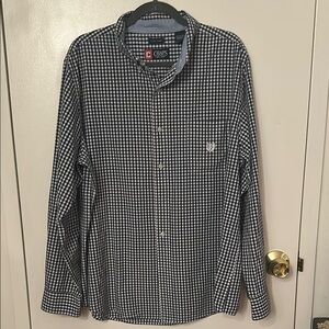 Chaps Black and White Casual Button Down Shirt